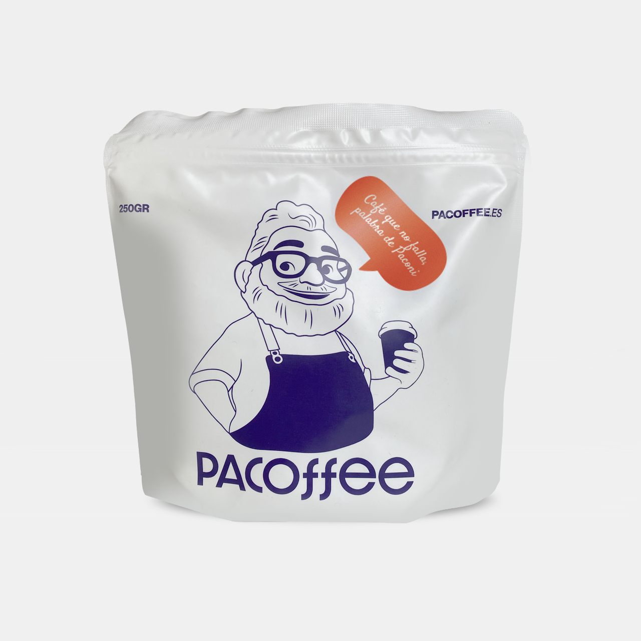 Paquete frontal de café Colombia Pacoffee descafeinado, tostado por San Agustín