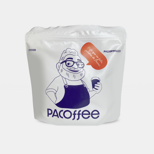 Paquete frontal de café Colombia Pacoffee descafeinado, tostado por San Agustín